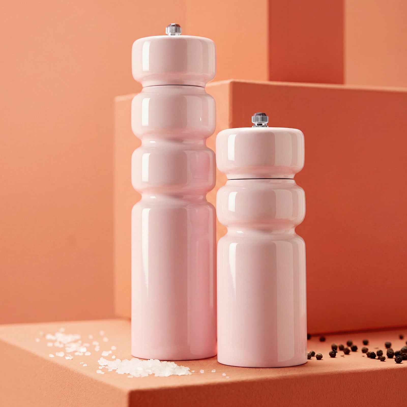 home24 Salz- & Pfeffermühle SALT & PEPPER, roze, Hoogte: 23 cm