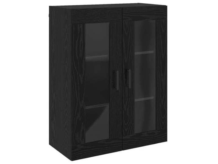 HGFDVCMR Sideboard Schwarz Eichen-Optik 69,5x34x90cm Kommode Glastüren Elegante Anrichte für Wohnzimmer und Schlafzimmer. Bietet geschützten Stauraum hinter stylischen Glastüren für Deko.