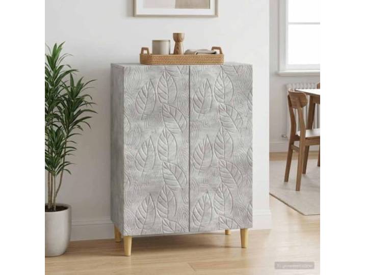 KTHLBRH Anrichte grau Beton 66 x 34,5 x 90 cm Ingenieurholz 2 Türen, 2 Regale, Möbelstück für Wohnzimmer, modernes Design, pflegeleicht