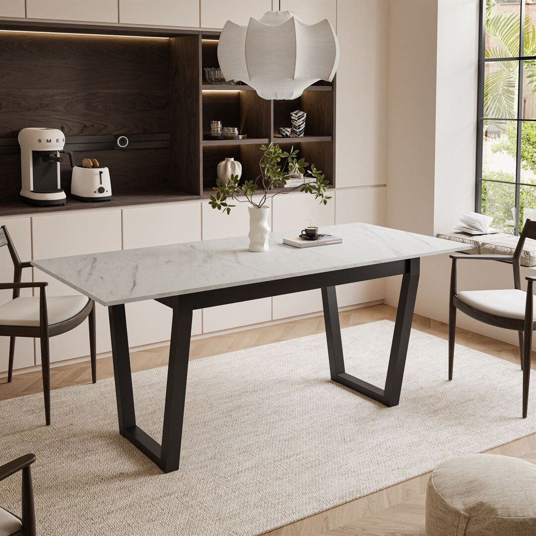 Metro Extendable table ARTON II 140 cm, "V" legs Levanto Marble/Black