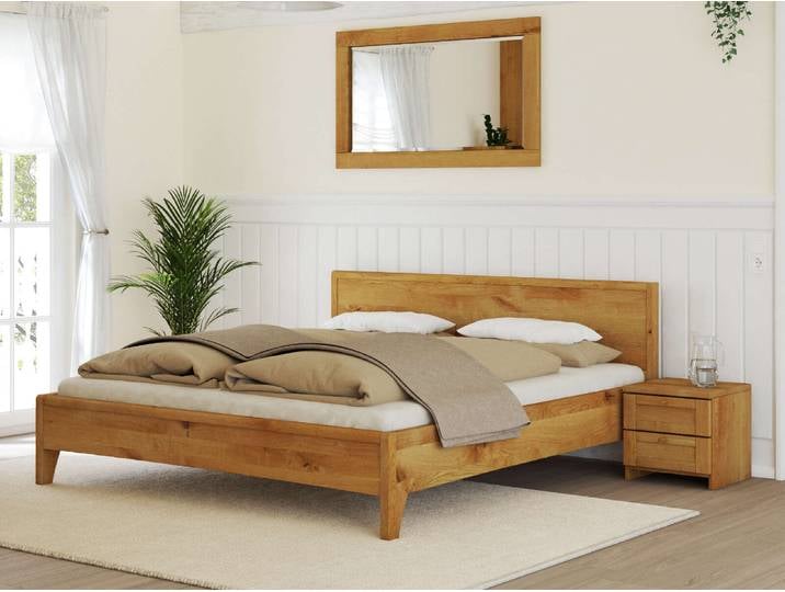 Wildeichenbett „Katja“ 180 x 220 cm Massivholz Wildeiche