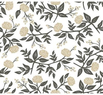 Rifle Paper Co. Peonies Gold Floral Premium Peel + Stick Wallpaper