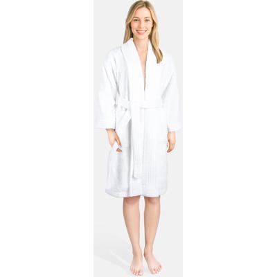 Damenbademantel HAMMETEX "Ren, 100% Baumwolle" Gr. XXL, weiß, L:100cm, Baumwolle, Hausmäntel, 380 g/m² Frottee Bademantel mit Taschen – Saugfähig & Weich