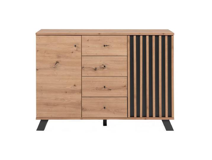 Kommode Artisan Eiche - anthrazit 118 cm 2 Türen - MEDAN