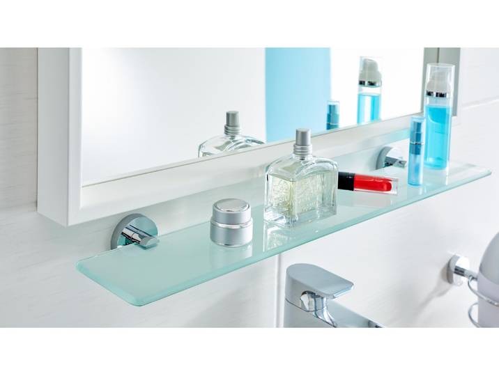 Badregal TESA Smooz , silber (silberfarben), Glas, Metall, Regale, Badregal
