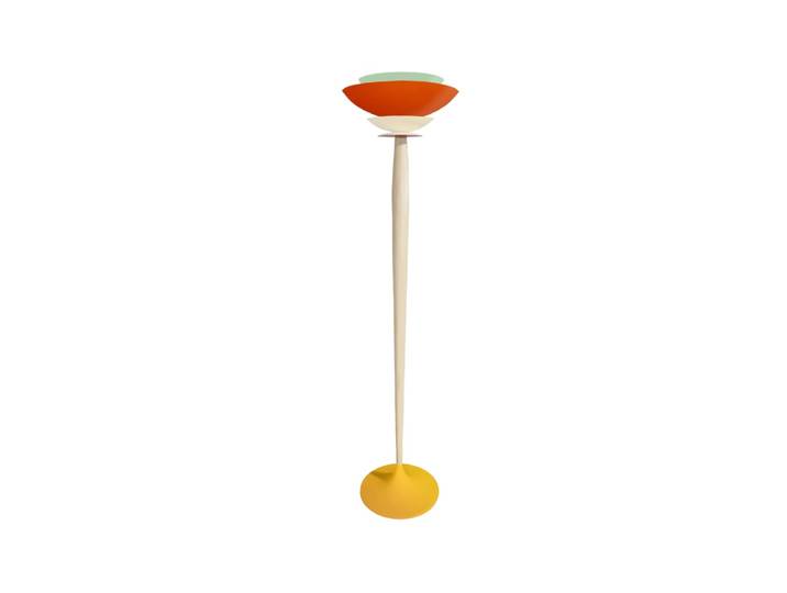 Lampadaire bois naturel métal jaune Abat-jour multicolore