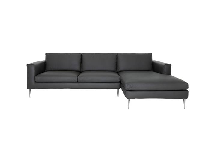 Massimo Divani Ecksofa Lorenzo Echtleder Dunkelgrau B 279 T 104 cm - Ecksofa