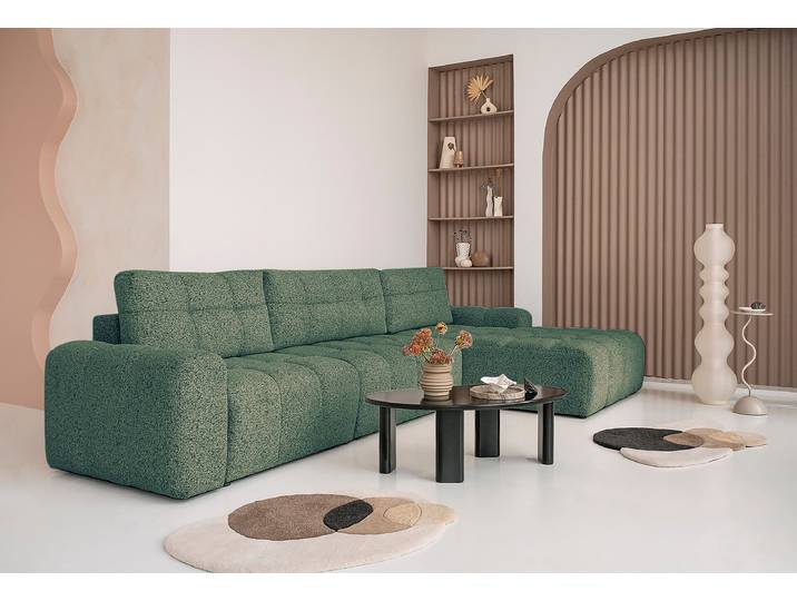 Ecksofa mit Schlaffunktion 364 cm Türkis Strukturstoff Purna 364 x 94 x 184cm Ausrichtung rechts Modern