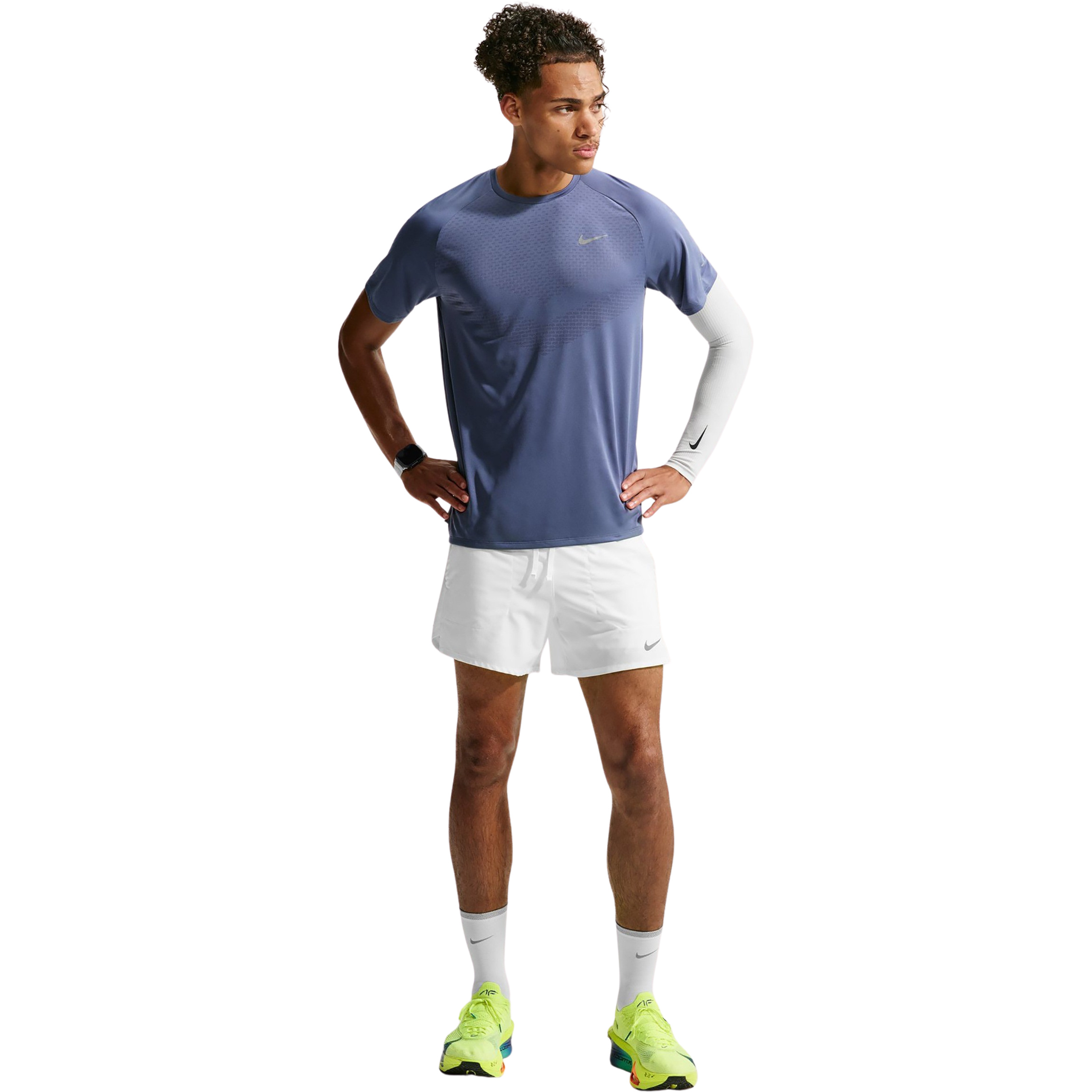 Nike Stride Herren Laufshirts blau Größe L Trailrunning | Laufen Elastisch
