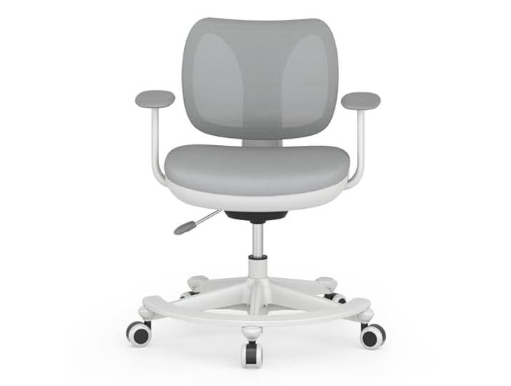 FLEXISPOT Kinderstuhl, Ergonomischer Kinder-Schreibtischstuhl mit Fußablage & Sicherheitsrollen, Höhenverstellbar, Atmungsaktive Rückenlehne, Abnehmbares Kissen, Für Kinder von 3–15 Jahren, Grau