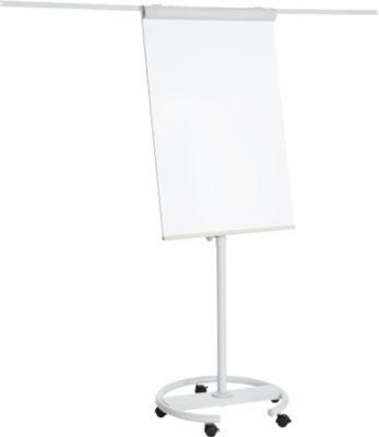 Franken Flipchart ECO Mobil F2400/N, 5 Rollen, höhenverstellbar, magnethaftend, 2 Seitenarme, Ablageschale, Kunststoff & Metall, Tafel 680 x 1050 mm