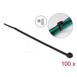 DELOCK 19235 - Kabelbinder hitzebeständig L 150 x B 3,6 mm schwarz 100 Stück