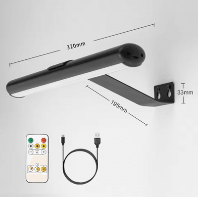 Inspire Picks Rechargeable Wireless Picture Wall Lamp Battery Operated Gallery Light With Remote Control ymbd02 black tricolor(3000 6500k)