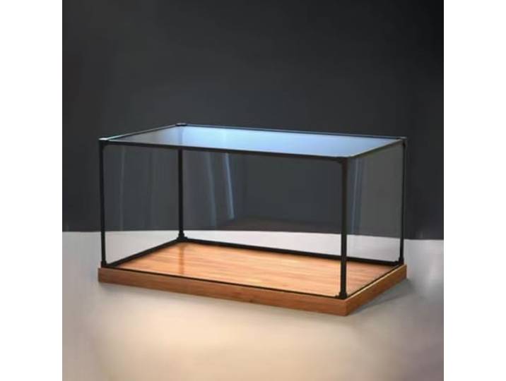Vitrine Durchsichtige Acrylboxen zur Präsentation von Sammlerstücken, Staubdichter Aufbewahrungswürfel mit Holzsockel, Stapelbare Transparente Box zur Präsentation von Figurenmodellen(35x25x20cm(14 x1