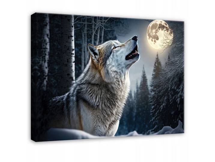 LEINWANDBILD Wolf Wald Schwarz 100x70 cm