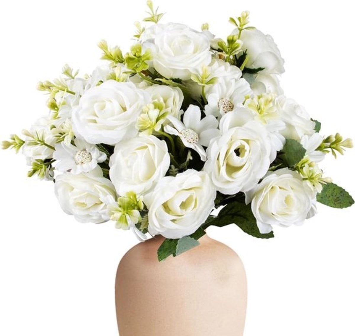 4 Bundels Witte Kunstbloemen Rozen voor Decoratie van je Huis en Tuin