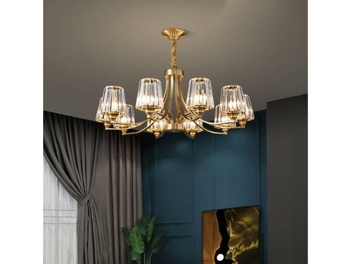 Lustre en cristal de cuivre moderne lampes suspendues en verre de luxe américain îlot de cuisine salon salle à manger hôtel chambre éclairage