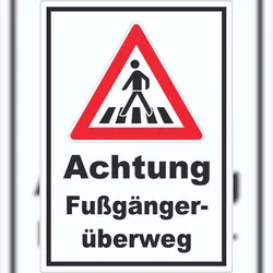 HB-Druck Aufkleber Achtung Fußgängerüberweg A7 (74x105mm)