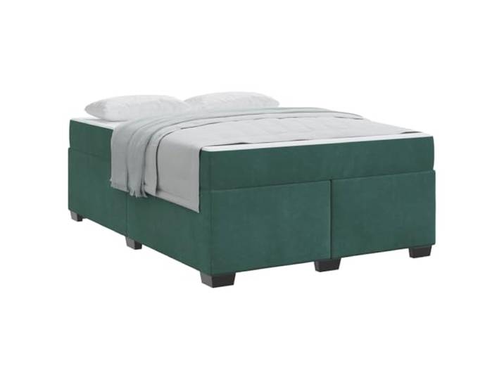 PUGYNBK Doppelbett, 160 x 200 cm, mit Matratze, Samt, Dunkelgrün Fester Lattenrost, Taschenfederkerne, mittlere Festigkeit, behandeltes Holz, luxuriöse Polsterung