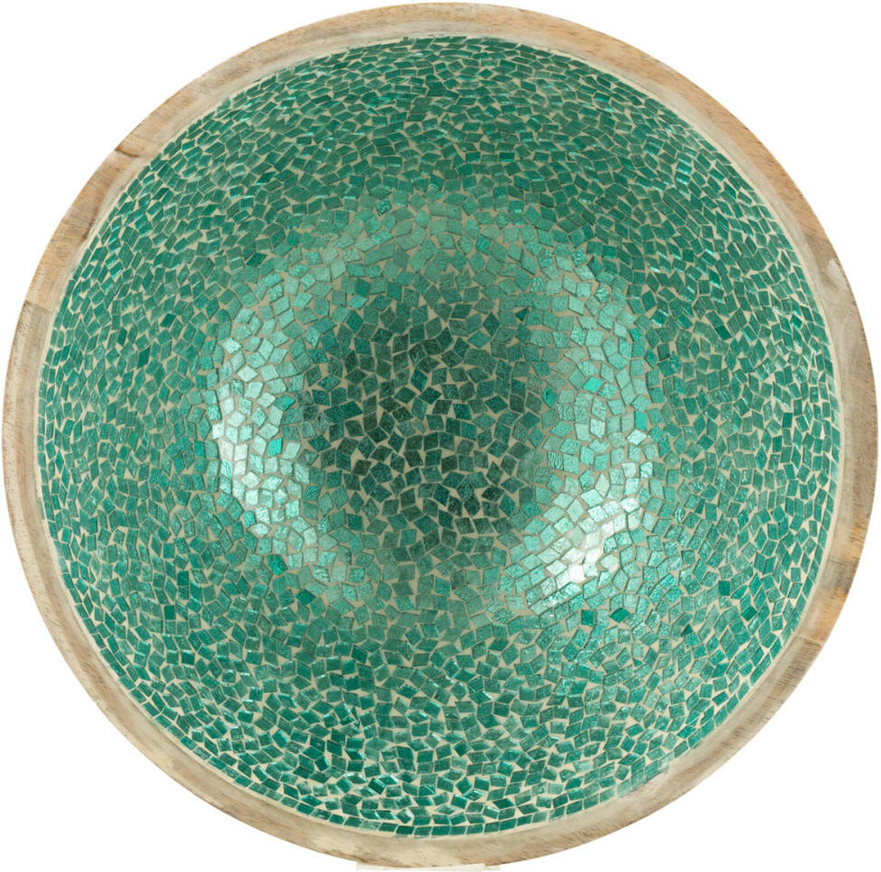 Jolipa Grand saladier mosaïques vertes en bois de manguier Vert 35x15x35cm
