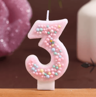 Inspire Picks Macaron Ball Number Birthday Candle Set Colorful Threaded Digital Cake Decorations 3