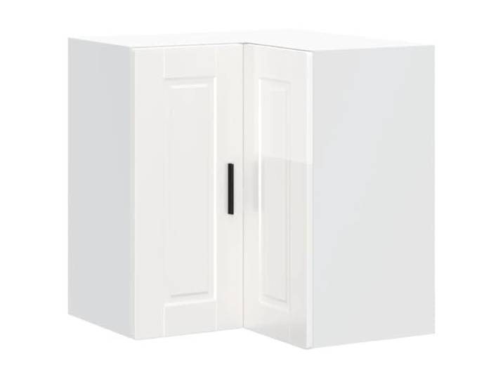 HKTMGDNG Küchen-Eckhängeschrank Hochglanz-Weiß Holzwerkstoff 57x57x60cm Platzsparender Wand-Eckschrank für Küche und Esszimmer mit geschlossenen Türen für ordentliche Aufbewahrung von Geschirr.