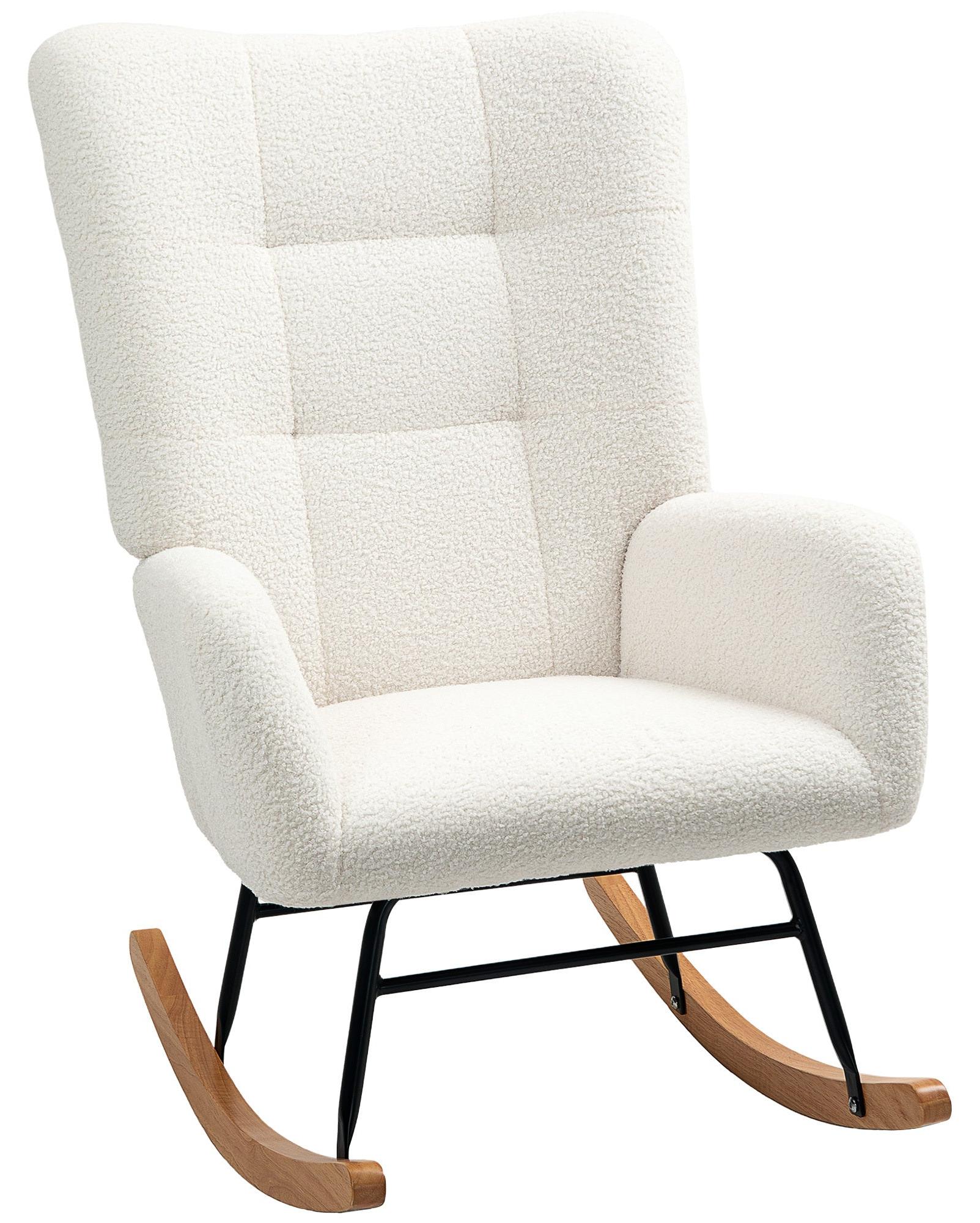 Schaukelstuhl - Relaxstuhl - Ohrensessel - Lounge-Sessel - Sessel - Dicke Polsterung - Cremeweiß
