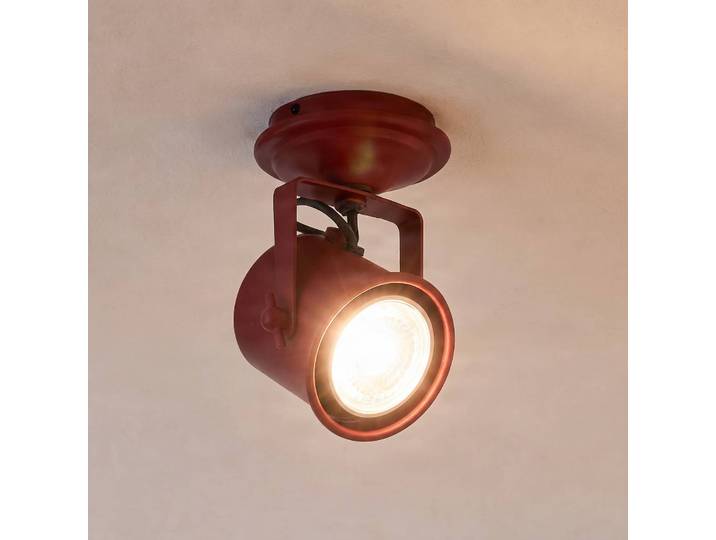 Deckenspot Canico, einflammig, rot Canico Argon, dimmbar, rot, für Wohn- / Esszimmer, Metall, Modern