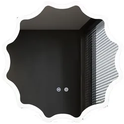 COSTWAY Badezimmer Spiegel mit Anti-Nebel Spiegel Heizung, Welle Design LED Spiegel dimmbar