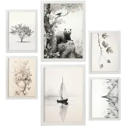 POSTER Set Mit 6 Wildsee A3 & A4 Weißer Rahmen