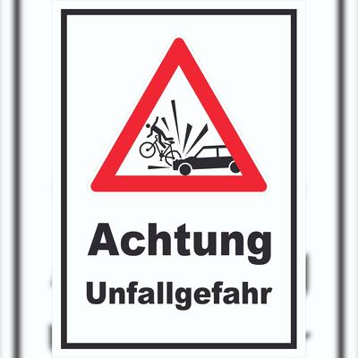 HB-Druck Auto und Fahrradfahrer Unfall Schild A6 (105x148mm)