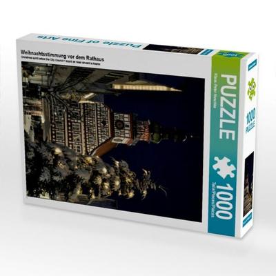 CALVENDO Puzzle Weihnachtsstimmung vor dem Rathaus 1000 Teile Puzzle hoch | 1000 Teile Lege-Größe 64 × 48 cm Foto-Puzzle für glückliche Stunden