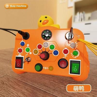 GlowBake Montessori Busy Board Sensory Toys With LED Light Switch Control, Travel Activity Children Game For Toddlers orange