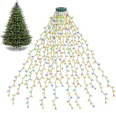 Uplift Picks LED Ring Christmas Tree Waterfall Lights USB Waterproof Outdoor Patio Garden Decor colorful 1.5 M 200 Led usb Plug In