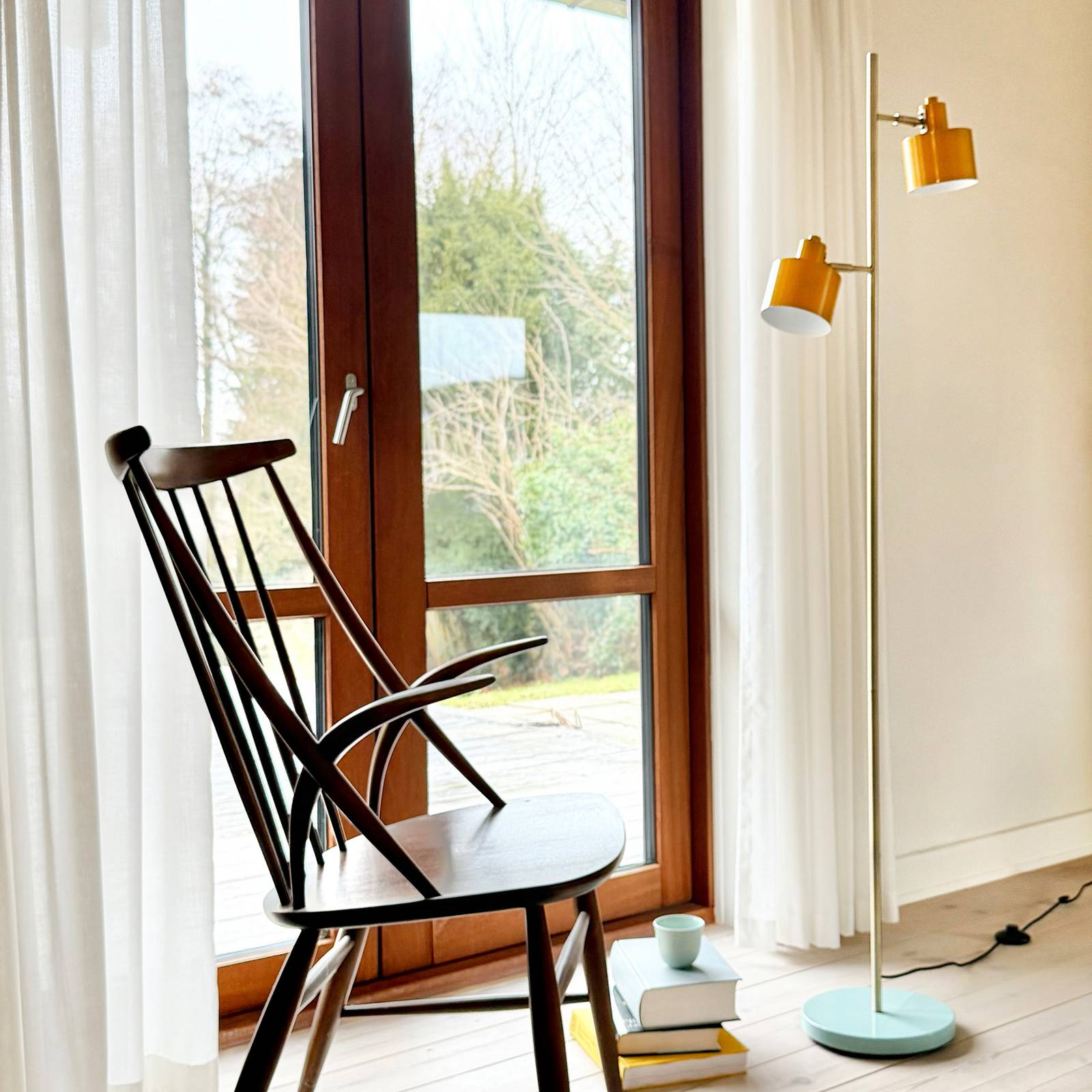 Dyberg Larsen Stehlampe Ocean, gelb / orange, für Arbeitszimmer / Büro, Metall, Vintage, Stehlampe