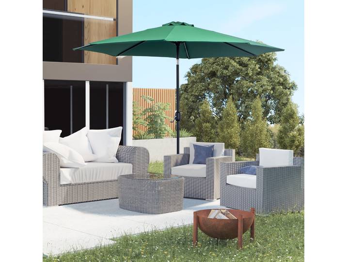 Outsunny Parasol Inclinable Vert Ø3m Métal Polyester