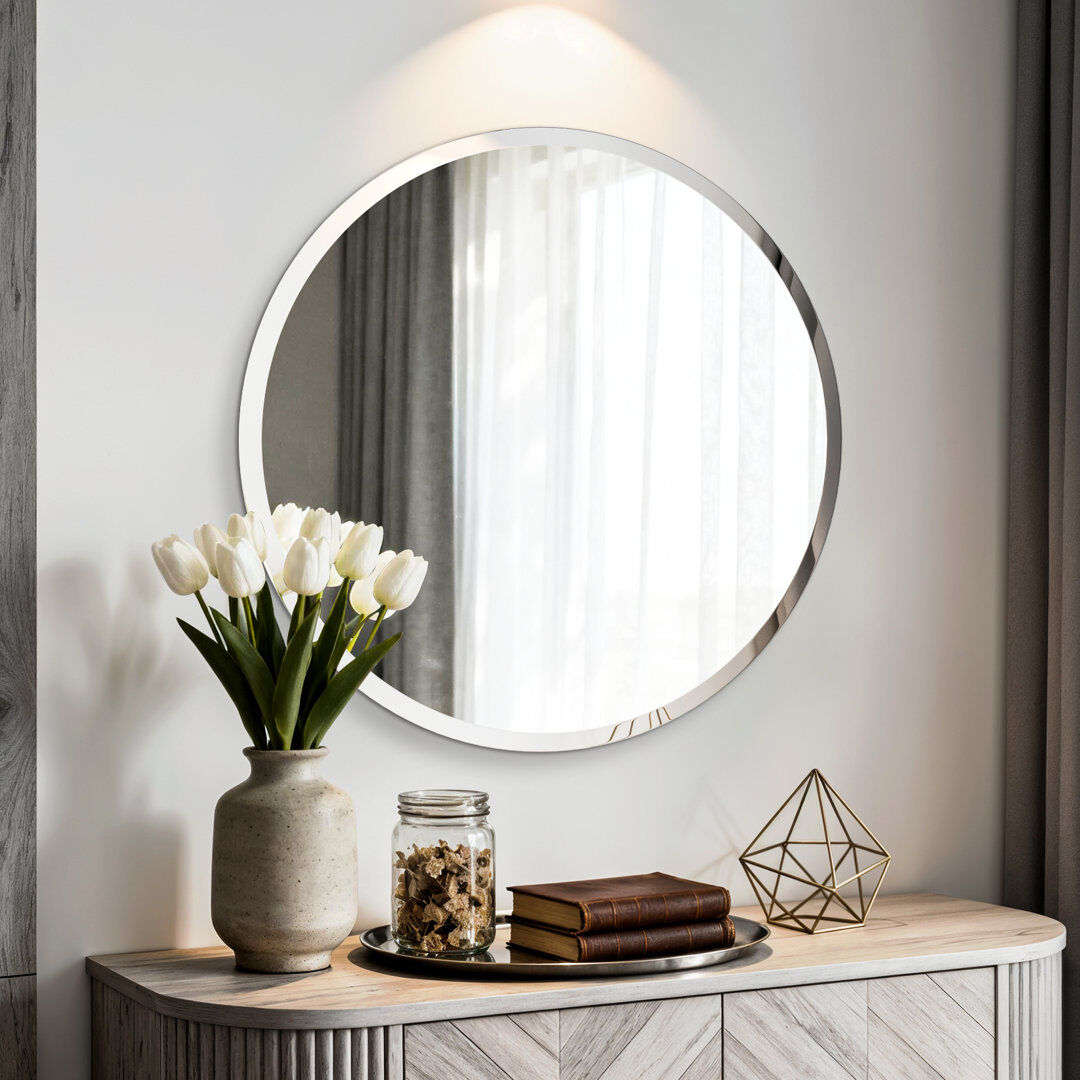 17 Stories Rithi Round Flat Wall Mirror 50 cm H x 50 cm W