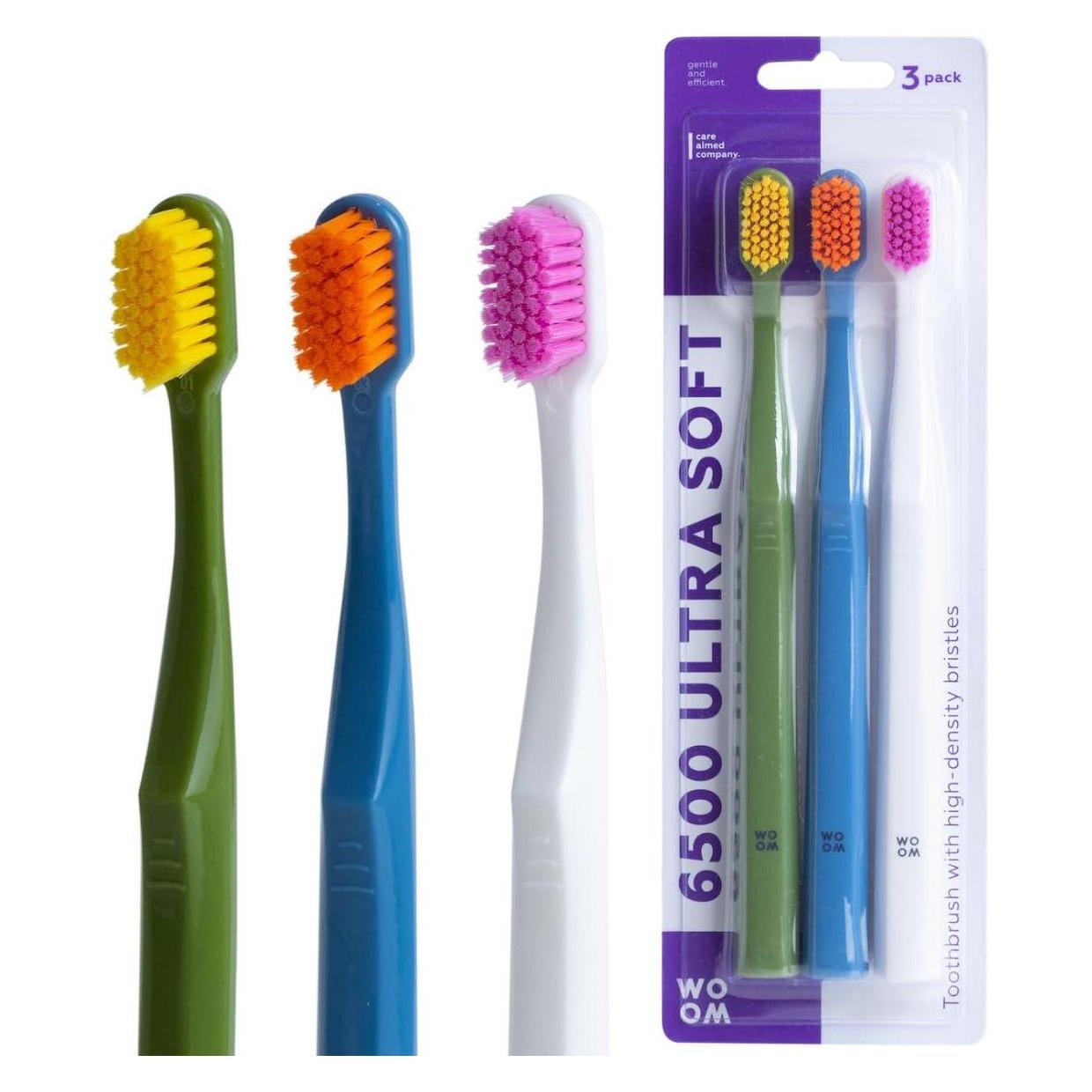 Woom Brand 6500 Ultra Soft Toothbrush 3Pcs (Extra weich, 3x) (4751033920709)
