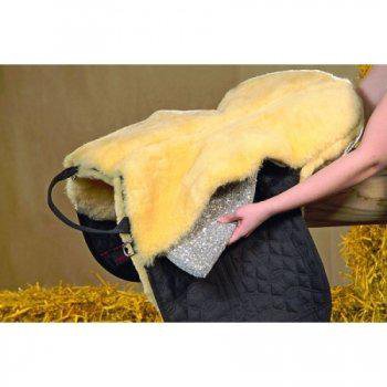 CHRIST Fellsattel Basic Plus Echtfell, Größe:Warmblut, Farbe:braun