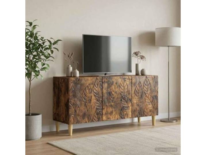 TV-Schrank Holzwerkstoff Räuchereiche 99 x 34,5 x 50 cm mit Pendeltüren Holzwerkstoff, Räuchereiche, Pendeltüren, 90-Grad-Öffnung, Stauraum, modernes Design, pflegeleichte Oberfläche