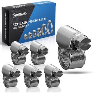 GARSIDURO Schlauchschelle SGS-W4-008012-10, Klasse W4, Set, Ø 8 - 12 mm, mit Schneckengewinde, Edelstahl, 10 Stück