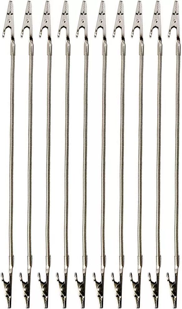 INF Flexibles Krokodilklemmen-Set mit Doppelkopf – Notizhalter aus Edelstahl (10 Stk.) 280 mm