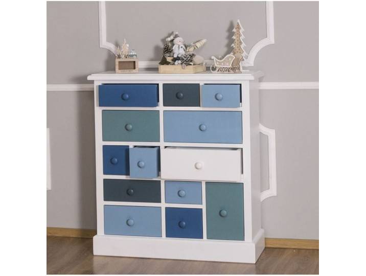 Blaue Schubladenkommode im Landhausstil