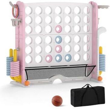 Costway Giant 4-in-a-Row Game Set Jumbo 4-to-Score Game with Storage Bag-Pink