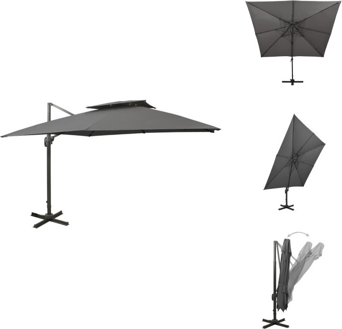 vidaXL Ampelschirm mit Lüftung 300x300 cm Anthrazit - Sonnenschirme & Sonnenschutze