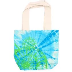 Tye-Dye Cotton Bag (6oz) - 38x42x12cm - Sea Shell - Blue/Green - Green Handle