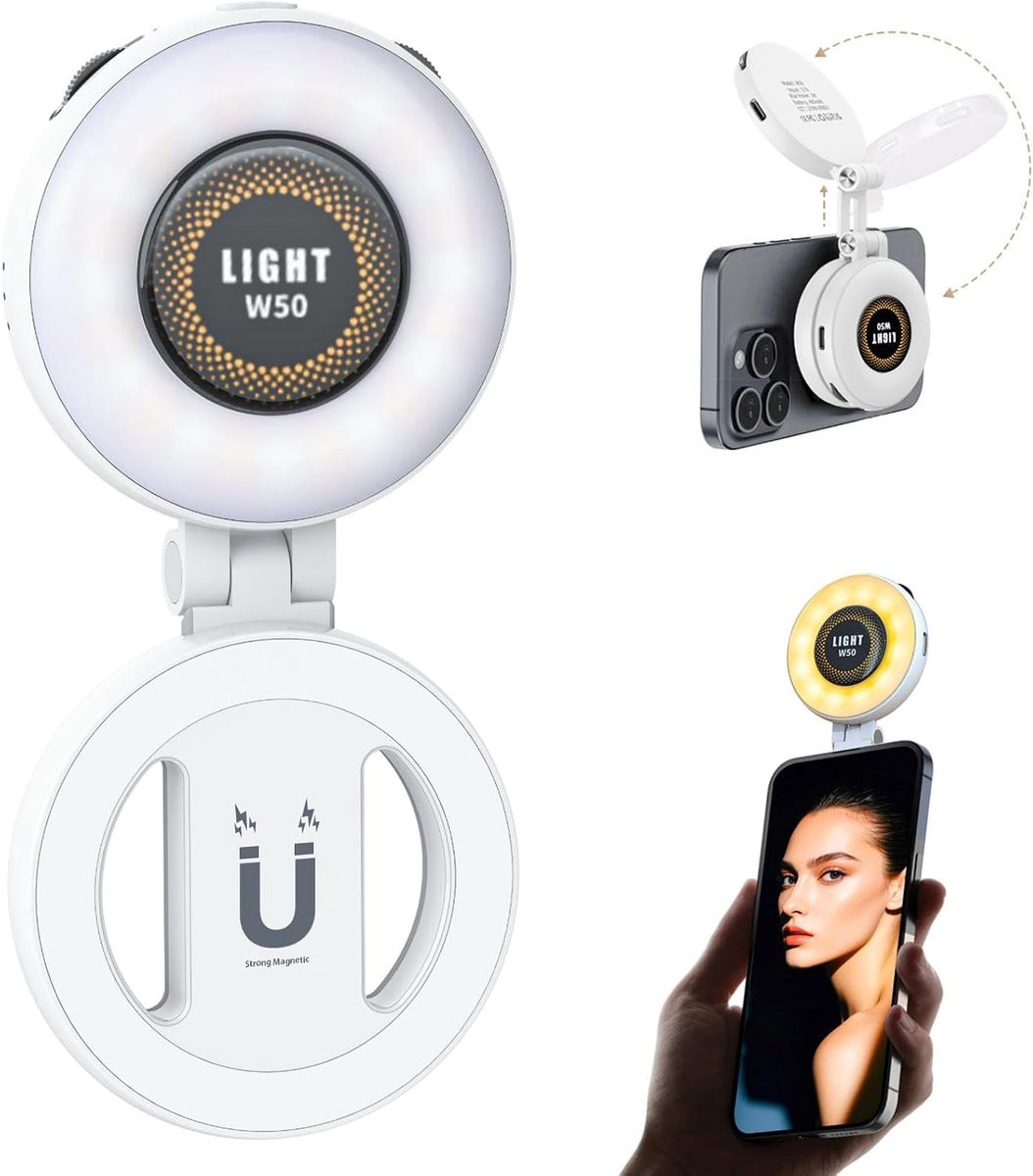 Oplaadbare draagbare LED selfie ringlamp voor iPhone en camera voor foto's en videoconferenties