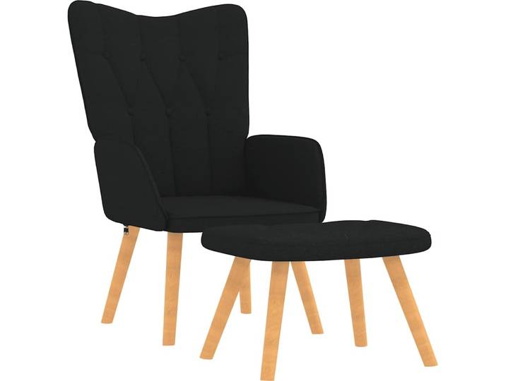 vidaXL Fauteuil relax avec pouf Noir Tissu