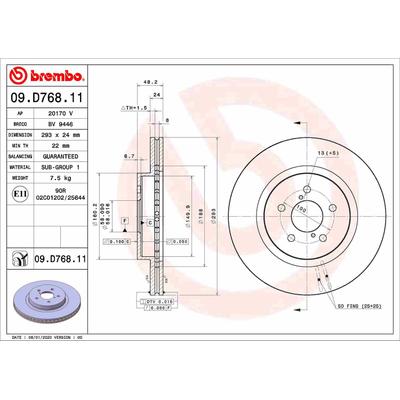 Brembo 1x Bremsscheibe [Hersteller-Nr. 09.D768.11] für Subaru