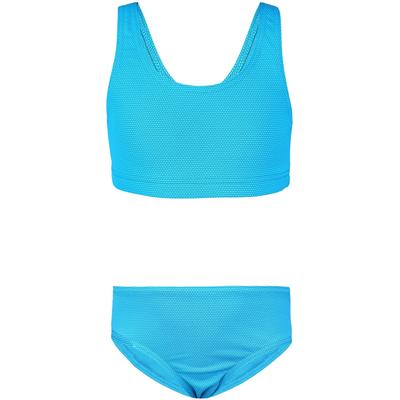 Bustier-Bikini AQUARTI "Bikini Mädchen Sport Bikini Racerback Bustier & Bikinislip", Mädchen, Gr. 152, N-Gr, grün (jacquard punkte türkis), Obermaterial: 80% Polyamid PA. 20% Elasthan EL., Bikini-Sets